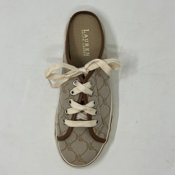Ralph Lauren Cissy Camel Signature Fabric Mule Sneaker Women's Size 8.5B VTG NEW - Picture 7 of 14